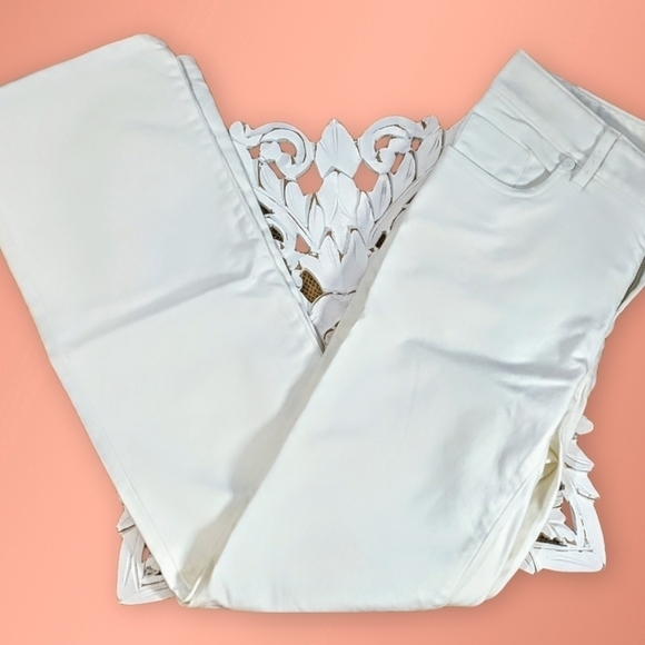 Banana Republic Pants - Banana Republic White Stretch Pants w Stitch Detail NWOT